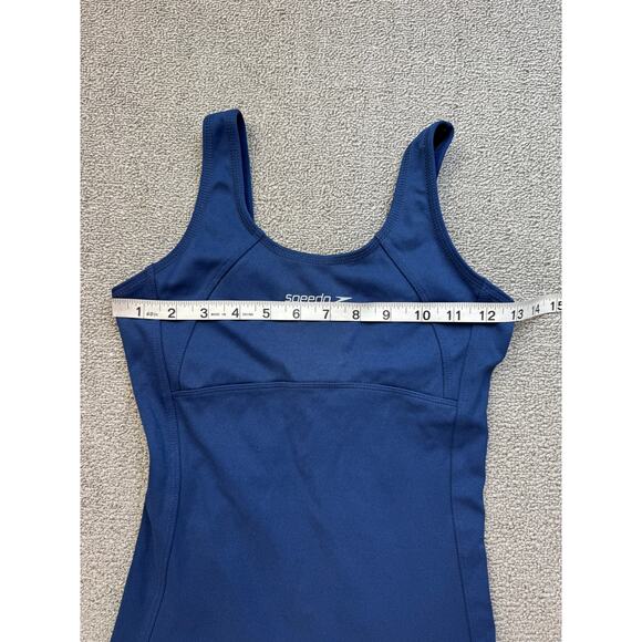 Speedo One Piece Swimsuit Shorts Performance Navy Size 38 P - Picture 7 of 8